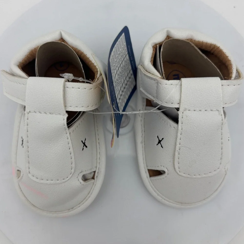 NEW White Baby Fisherman Sandal Shoe Hook Loop Strap Infant Size‎ 1 0-6 Months